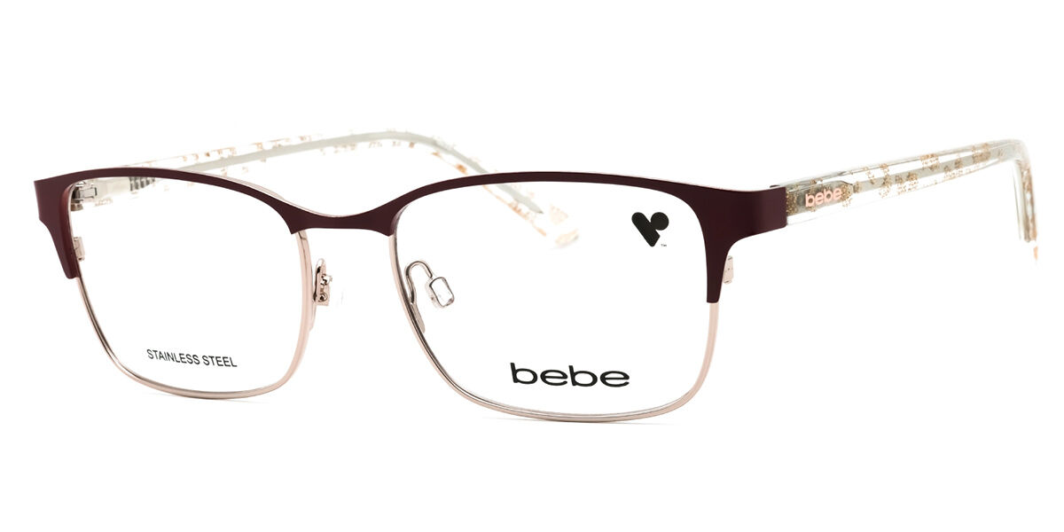 Bebe BB5190 610 Women’s Glasses Burgundy Size 52 - Free Lenses - HSA/FSA Insurance - Blue Light Block Available